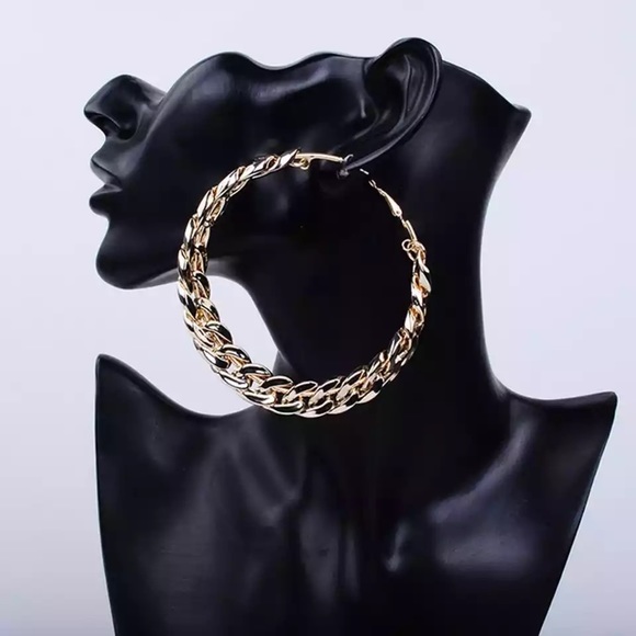 Extra Large Cuban Link Earrings - Picture 2 of 3